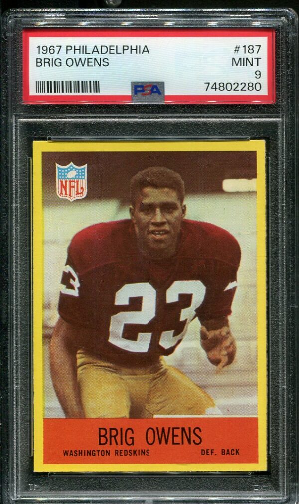 Authentic 1967 Philadelphia #197 Brig Owens PSA 9 Rookie Football Card