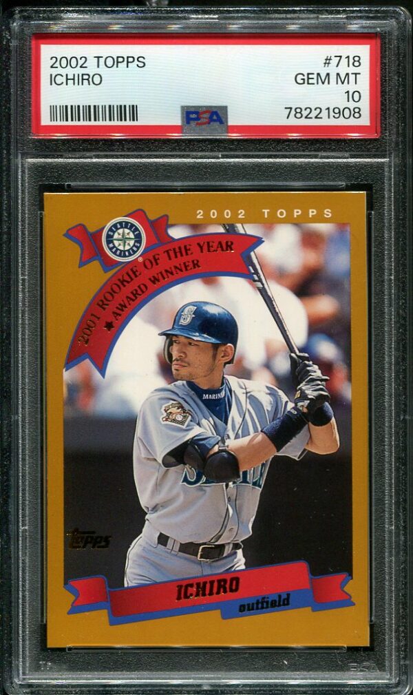 Authentic 2002 Topps ROY #718 Ichiro PSA 10 Baseball Card