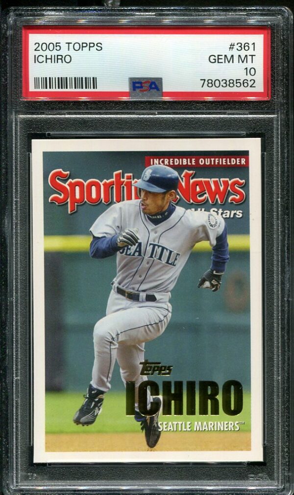 Authentic 2005 Topps #361 Ichiro Suzuki PSA 10 Baseball Card