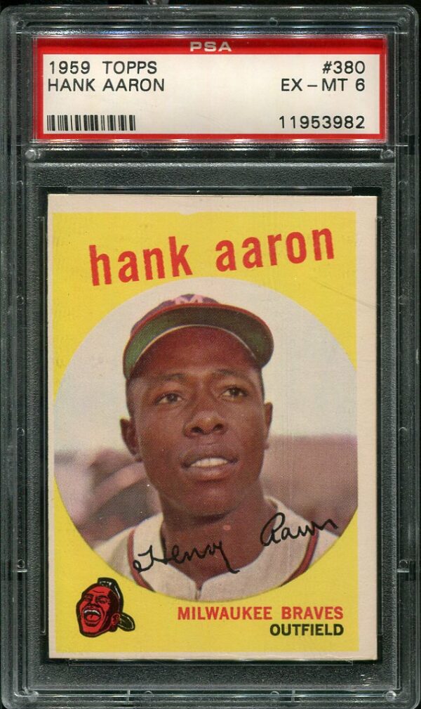 1959 Topps #380 Hank Aaron PSA EX/MT 6 Grade