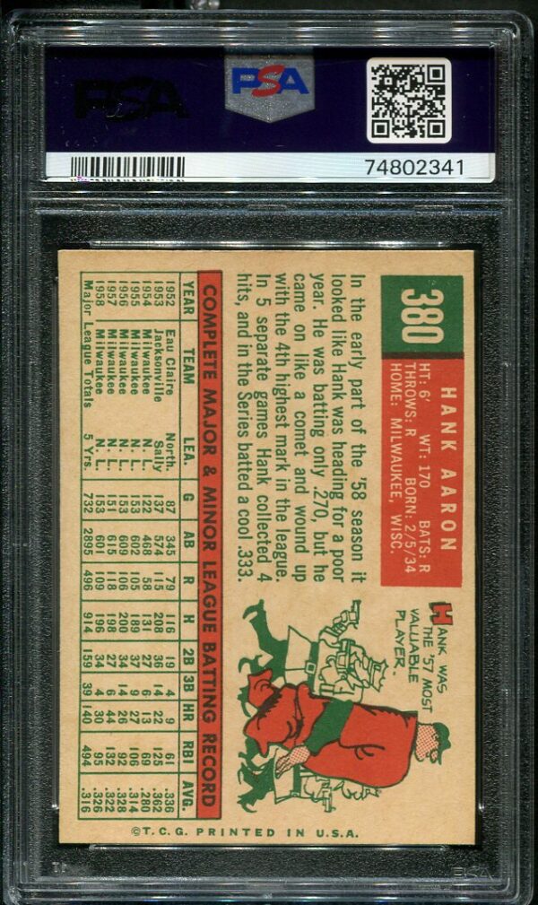 1959 Topps #380 Hank Aaron PSA 4 Grade