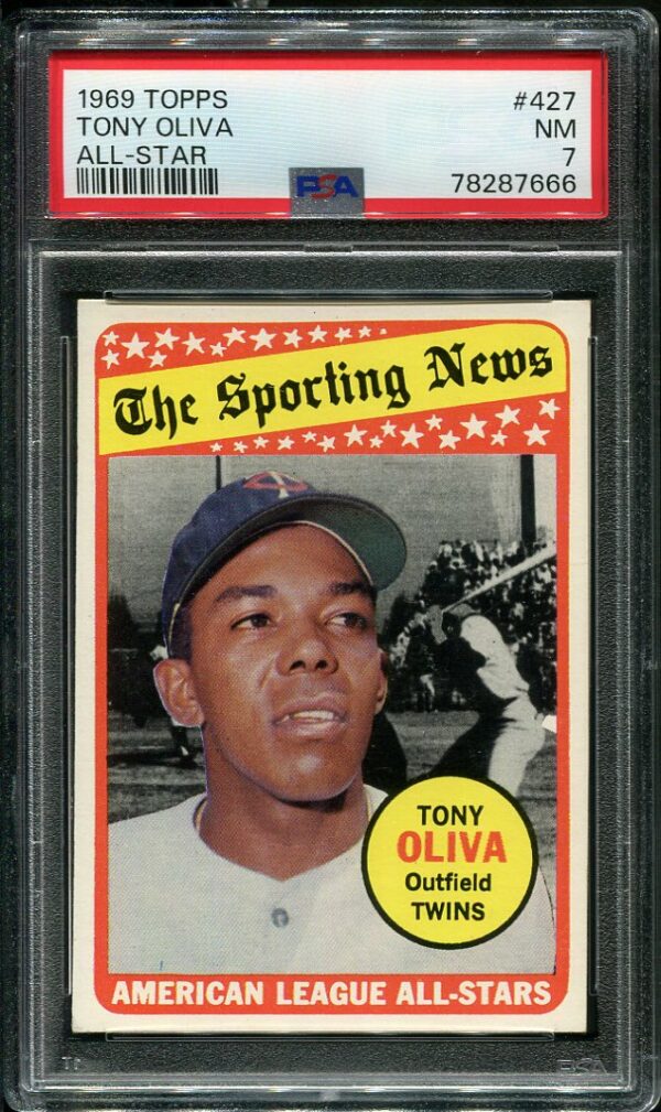 Authentic 1969 Topps #427 Tony Oliva All Star PSA 7 Baseball Card