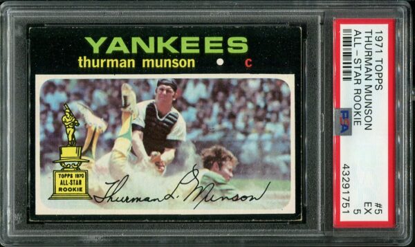 Authentic 1971 Topps #5 Thurman Munson All-Star Rookie PSA 5 Baseball Card