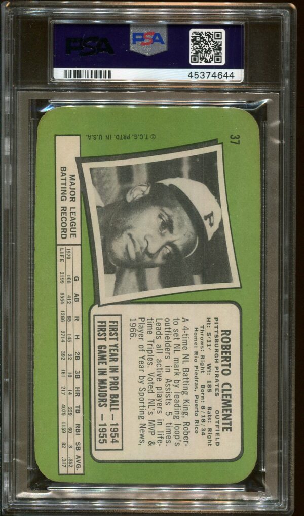 1971 Topps Super #37 Roberto Clemente PSA 8 Baseball Card