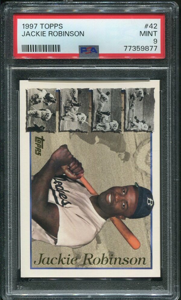 Authentic 1997 Topps #42 Jackie Robinson PSA 9 Baseball Card