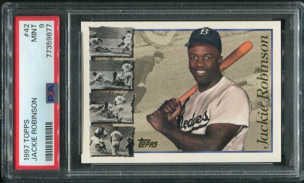 Authentic 1997 Topps #42 Jackie Robinson PSA 9 Baseball Card