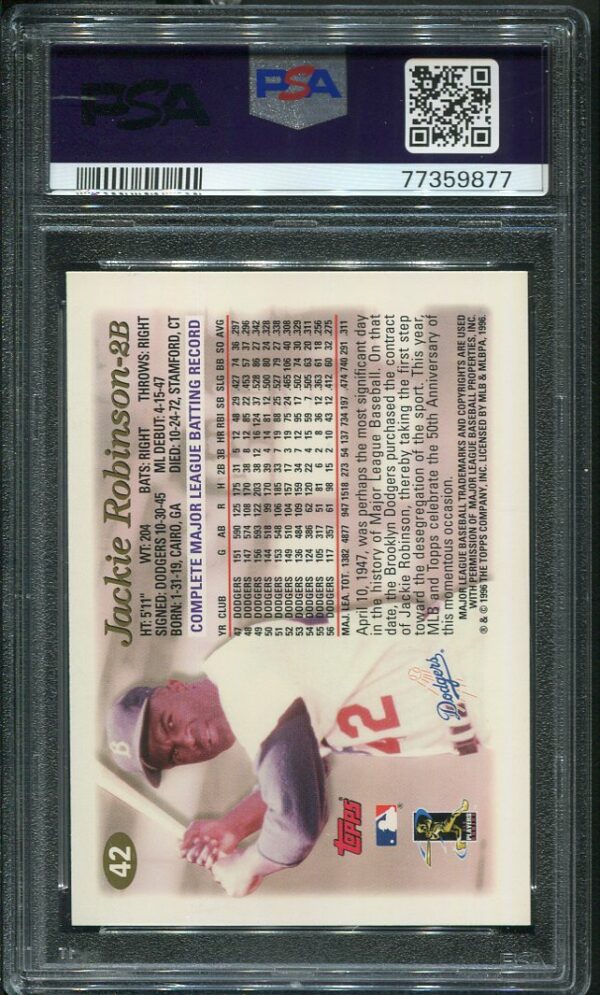 Authentic 1997 Topps #42 Jackie Robinson PSA 9 Baseball Card