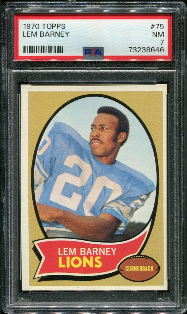 Authentic 1970 Topps #75 Lem Barney PSA 7 Rookie Football Card