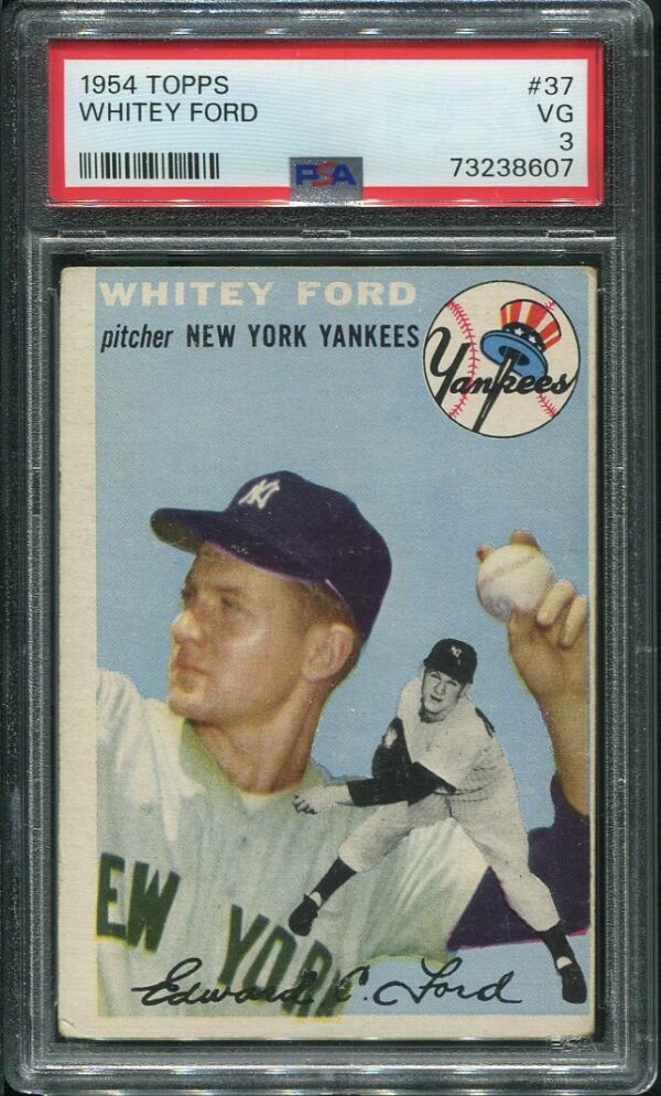 Authentic 1954 Topps #37 Whitey Ford PSA 3 Baseball Card