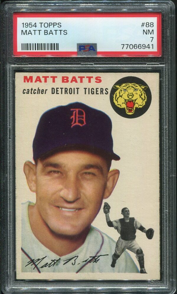 Authentic 1954 Topps #88 Matt Batts PSA 7 Baseball Card