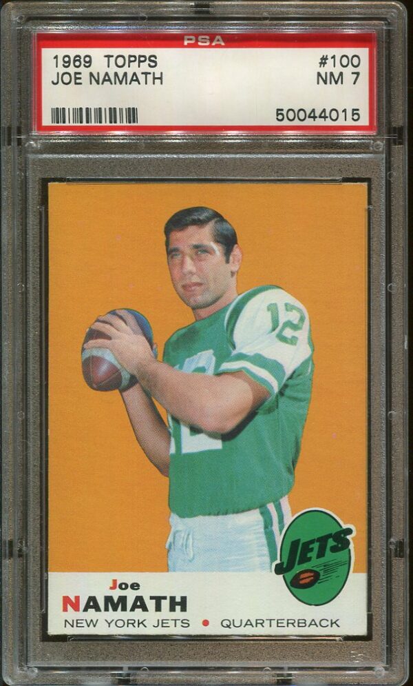 Authentic 1969 Topps #100 Joe Namath PSA 7 Football Card