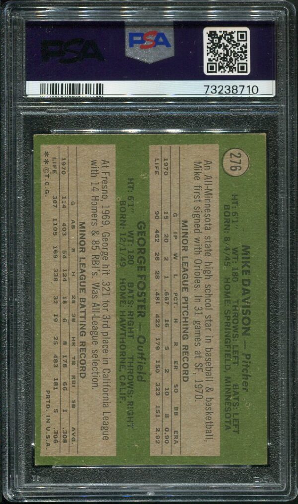 Authentic 1971 Topps #276 George Foster Rookie PSA 4 Baseball Card