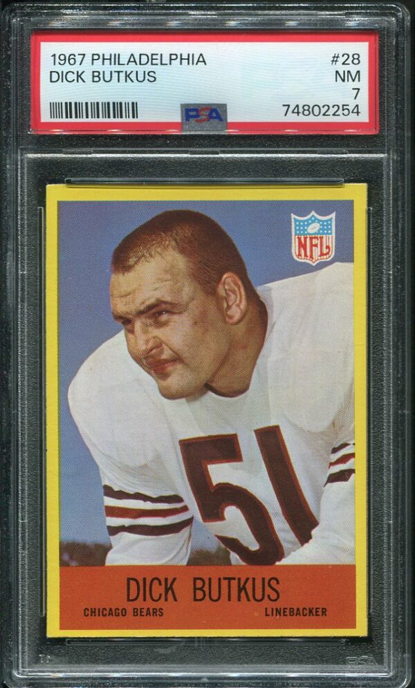 Authentic 1967 Philadelphia #28 Dick Butkus PSA 7 Football Card