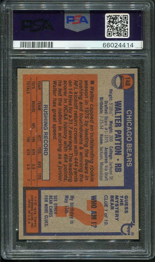 Authentic 1976 Topps #148 Walter Payton PSA 6 Rookie Football Card