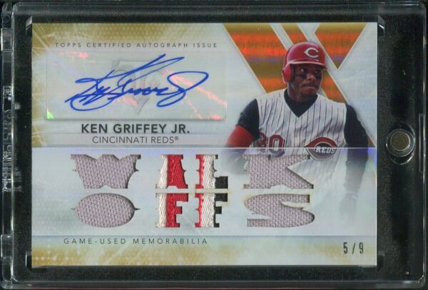 Autographed 2015 Topps Certified Gold Ken Griffey Jr. Serial #5/9 8 Piece Game Used