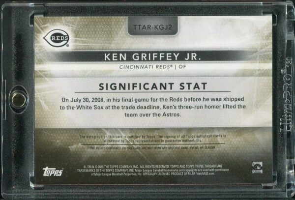 Autographed 2015 Topps Certified Gold Ken Griffey Jr. Serial #5/9 8 Piece Game Used