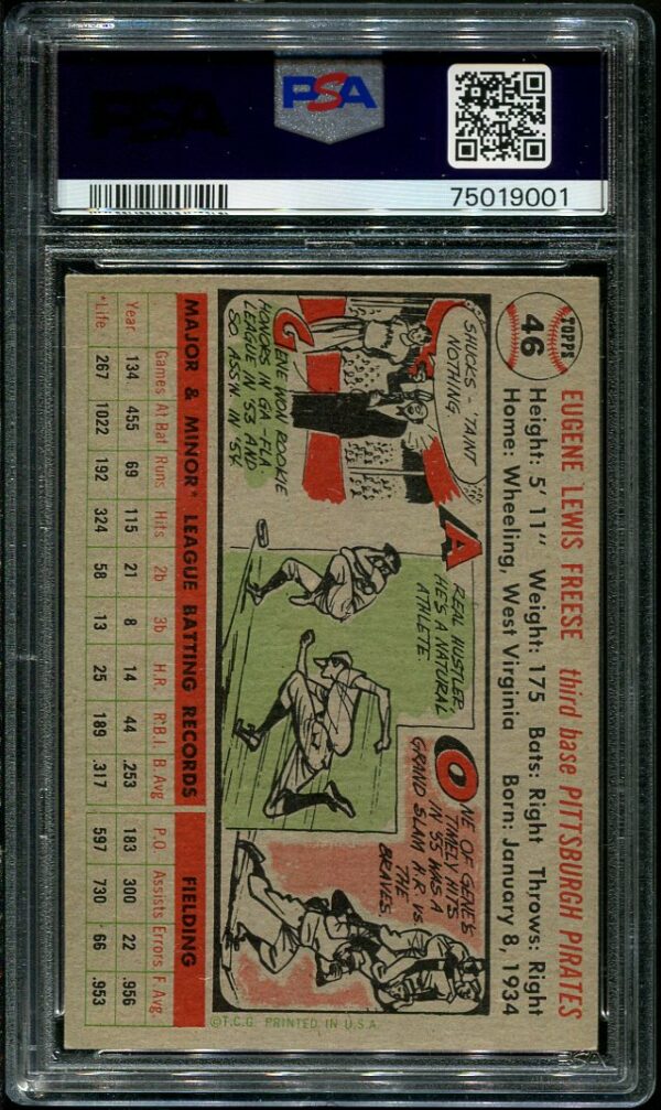 Authentic 1956 Topps #46 Gene Freese PSA 3 Gray Back Vintage Baseball Card