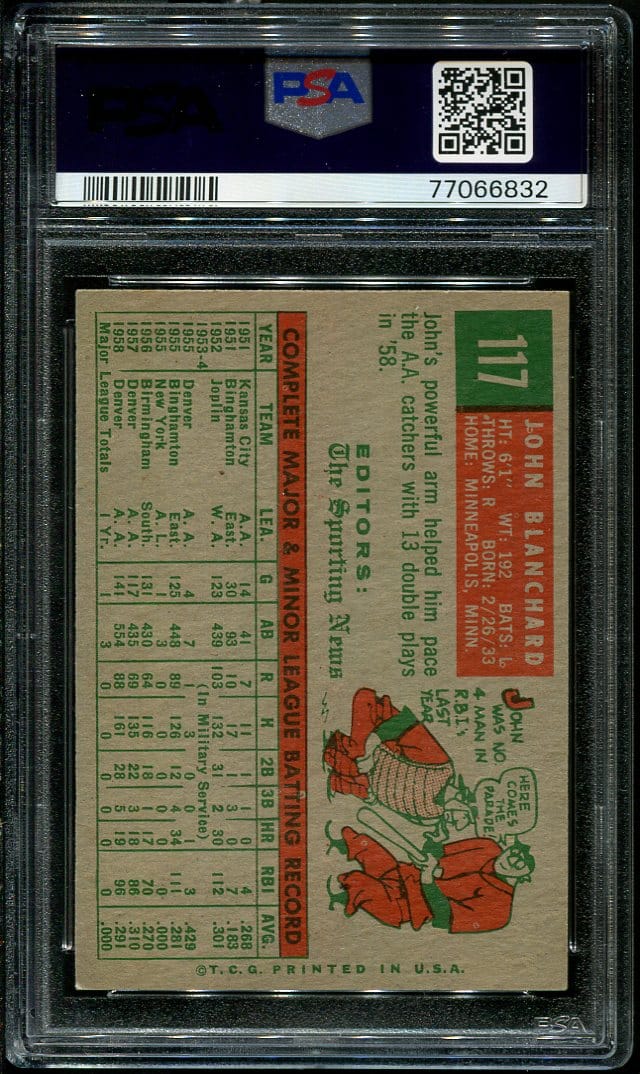 1959 Topps #117 John Blanchard RC PSA 5 (77066832) - All Star Cards Inc