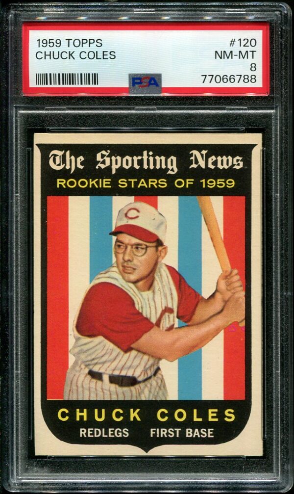 Authentic 1959 Topps #120 Chuck Coles PSA 8 Vintage Baseball Card