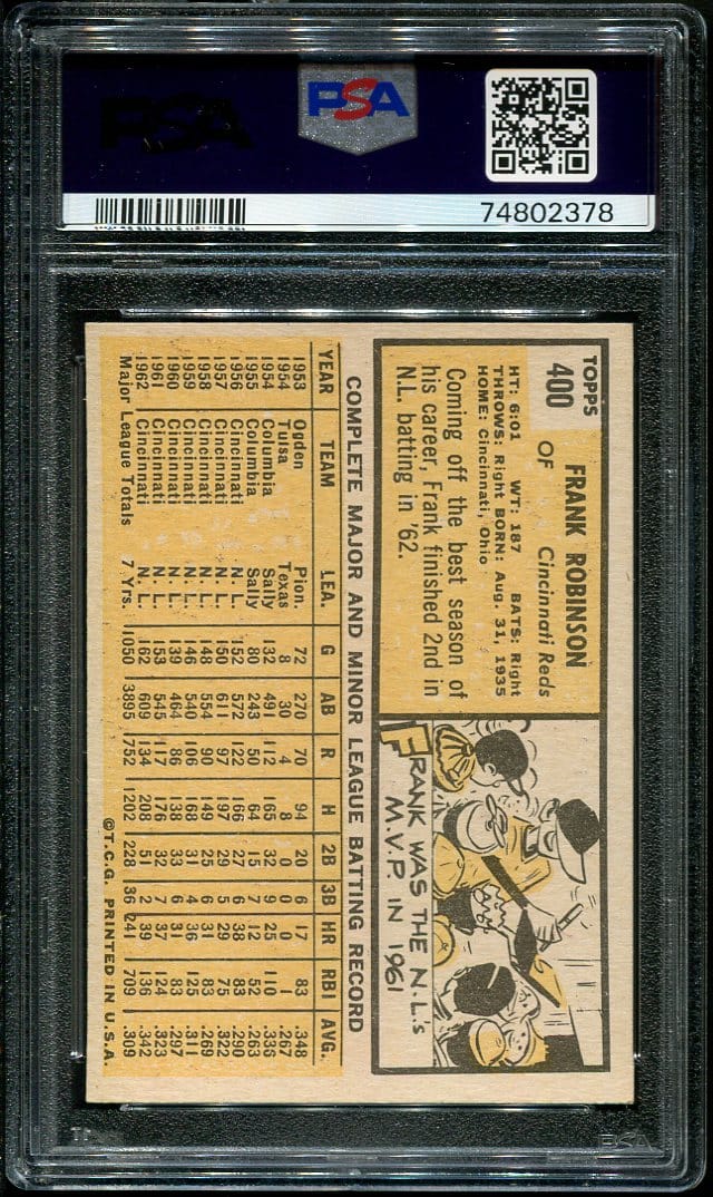 1963 Topps #400 Frank Robinson PSA 5 HOF (74802378) - All Star Cards Inc