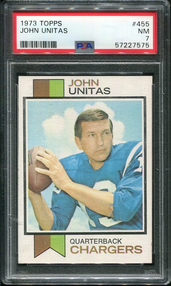 Authentic 1973 Topps #455 Johnny Unitas PSA 7 Football Card