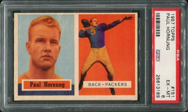 Authentic 1957 Topps #151 Paul Hornung PSA 6 Rookie Football Card