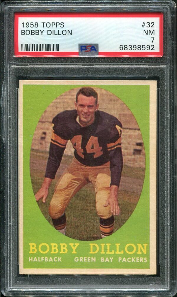 Authentic 1958 Topps #32 Bobby Dillon PSA 7 Football Card