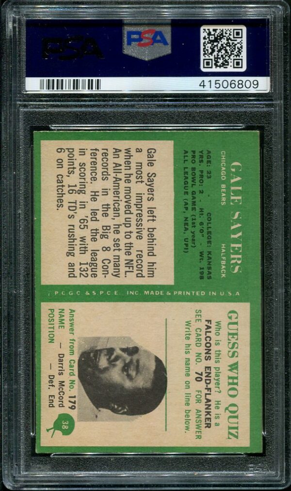 Authentic 1966 Philadelphia #38 Gale Sayers PSA 6 Rookie Football Card