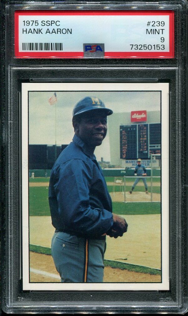 Authentic 1975 SSPC #239 Hank Aaron PSA 9 Baseball Card