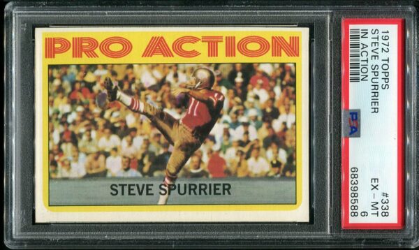 1972 Topps #338 Steve Spurrier In Action PSA 6 Rookie Football Card