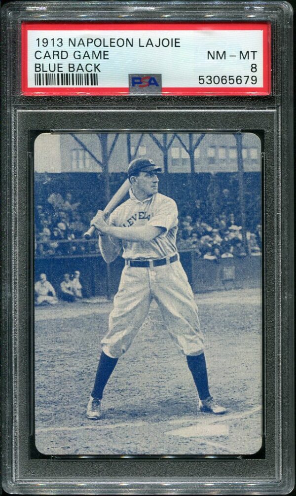 1913 Napoleon Lajoie Card Game Blue Background PSA 8 Card