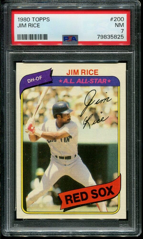 Authentic 1980 Topps #200 Jim Rice PSA 7 Baseball Card