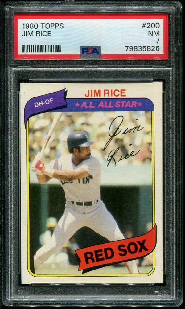 Authentic 1980 Topps #200 Jim Rice PSA 7 Baseball Card