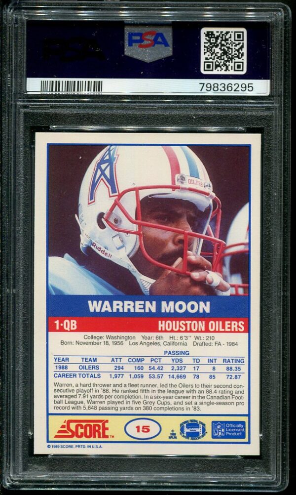 Authentic 1989 Score #15 Warren Moon PSA 9 Football Card