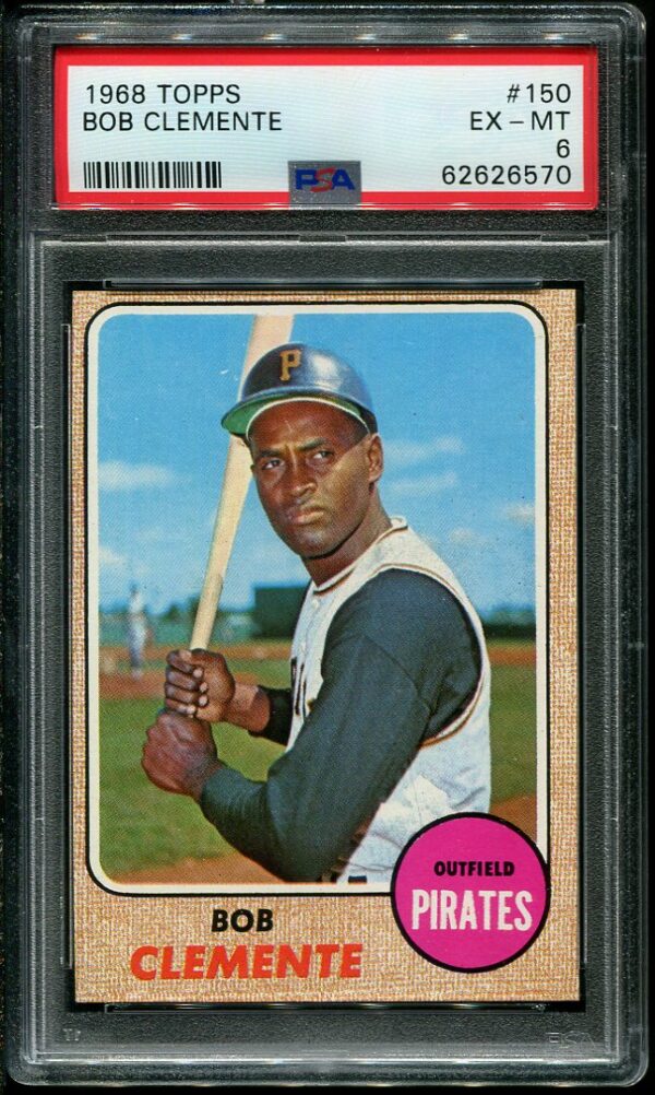 Authentic 1968 Topps #150 Roberto Clemente PSA 6 Baseball Card