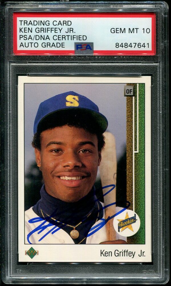 Autographed Ken Griffey Jr Upper Deck Rookie Baseball Card