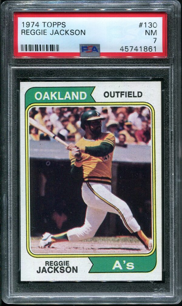 Authentic 1974 Topps #130 Reggie Jackson PSA 7 Baseball Card