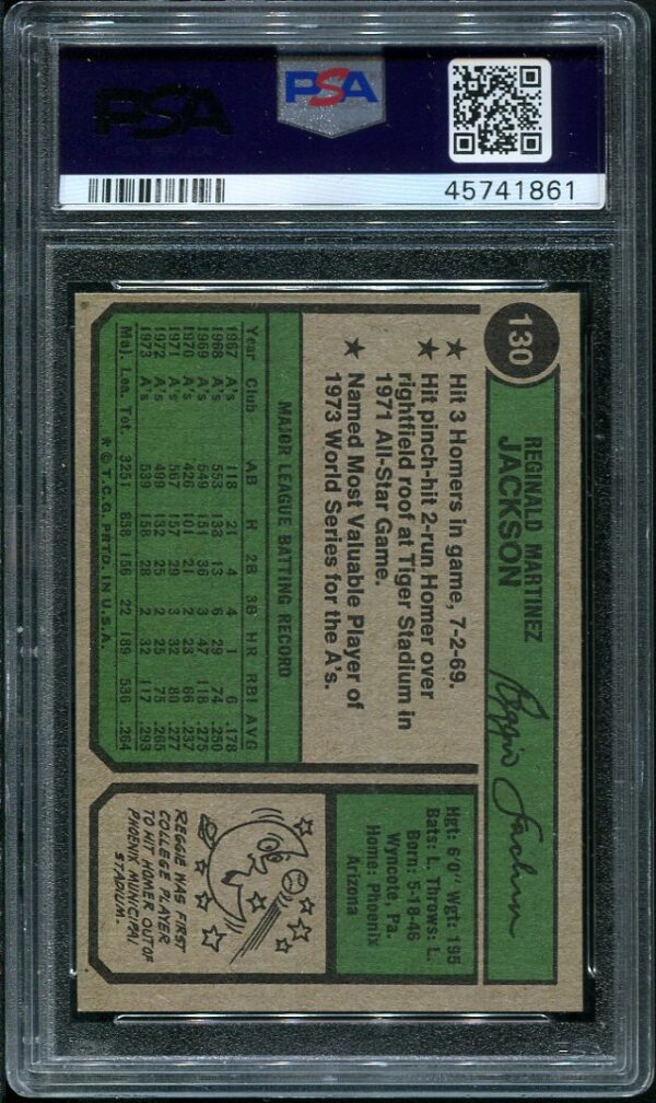 Authentic 1974 Topps #130 Reggie Jackson PSA 7 Baseball Card