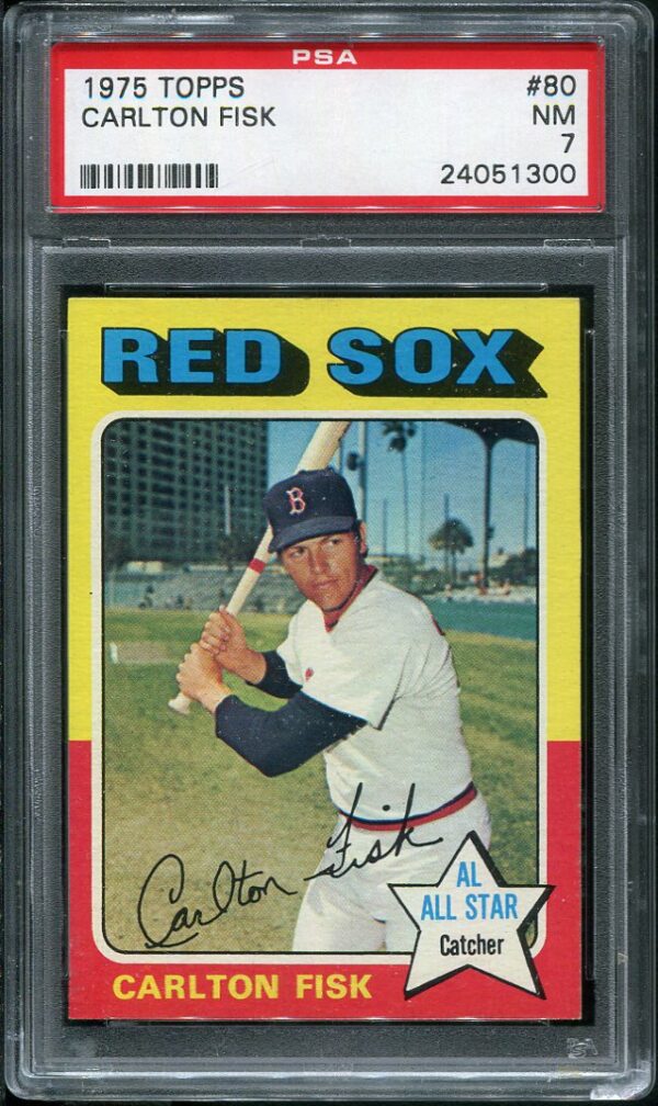 Authentic 1975 Topps #80 Carlton Fisk PSA 7 Baseball Card