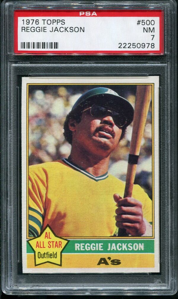 Authentic 1976 Topps #500 Reggie Jackson PSA 7 Baseball Card