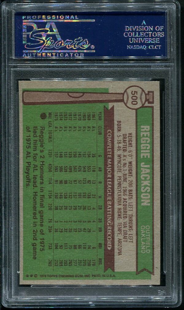 Authentic 1976 Topps #500 Reggie Jackson PSA 7 Baseball Card