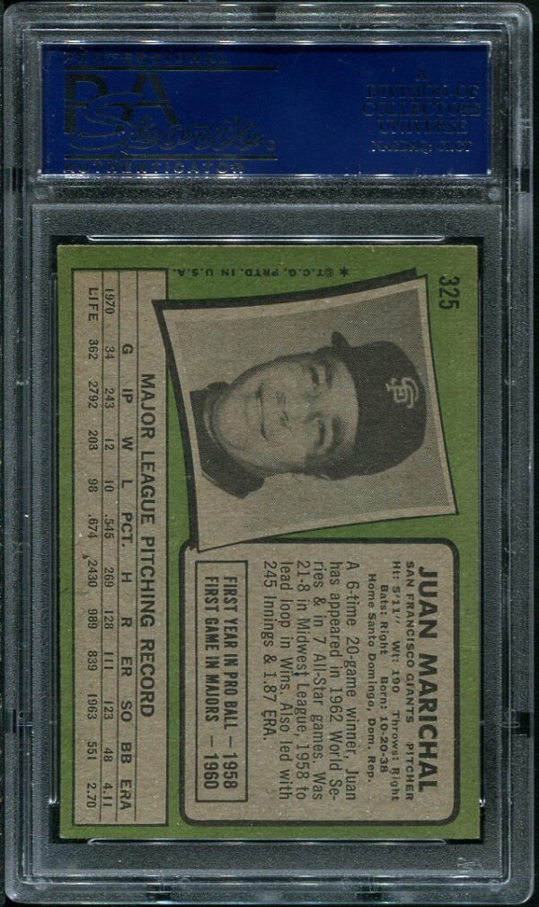 Authentic 1971 Topps #325 Juan Marichal PSA 6 Baseball Card