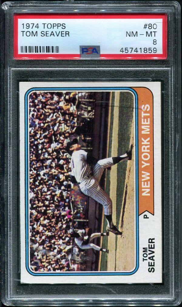 Authentic 1974 Topps #80 Tom Seaver PSA 8 Baseball Card