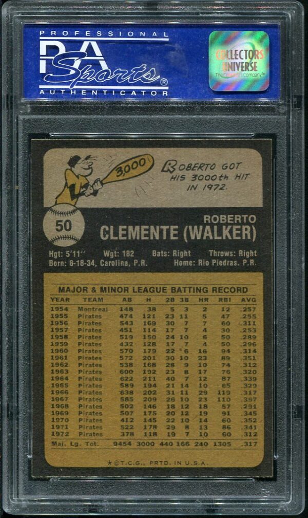 Authentic 1973 Topps #50 Roberto Clemente PSA 7 Baseball Card