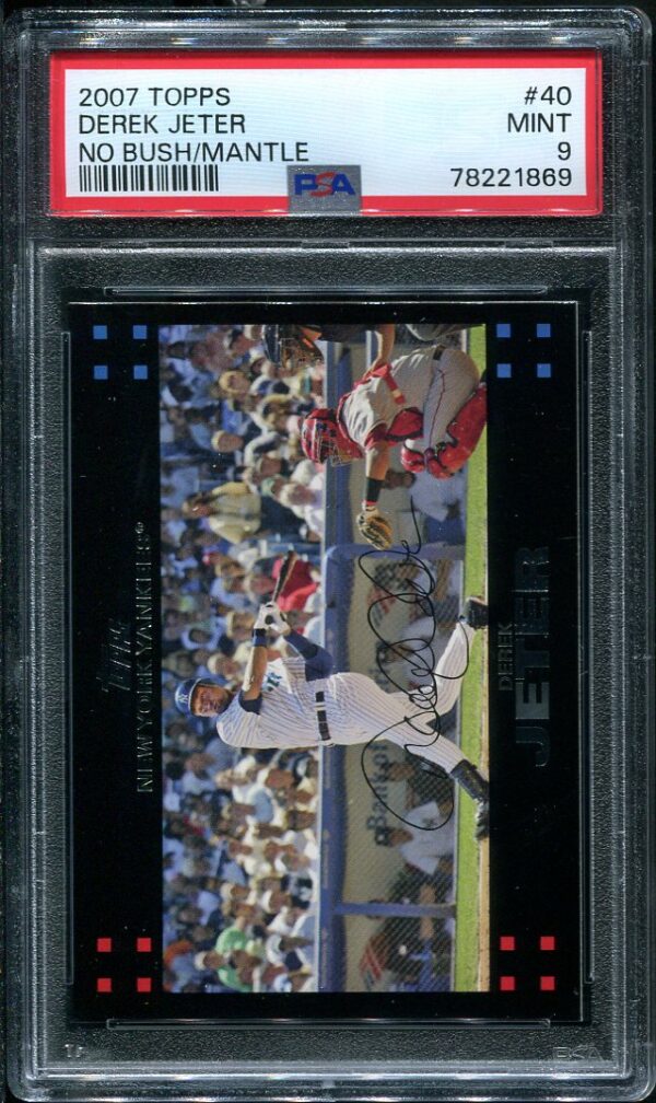 Authentic 2007 Topps #40 Derek Jeter PSA 9 Baseball Card