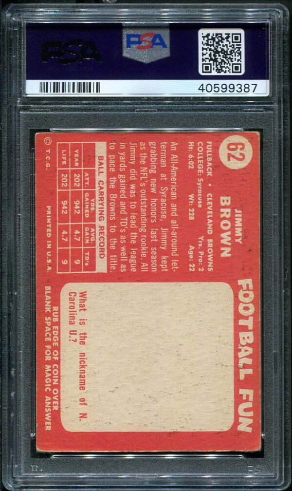 Authentic 1958 Topps #62 Jim Brown Autographed Football Card