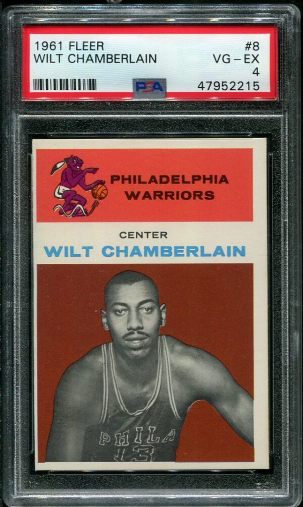 Authentic 1961 Fleer #8 Wilt Chamberlain PSA 4 Rookie Basketball Card