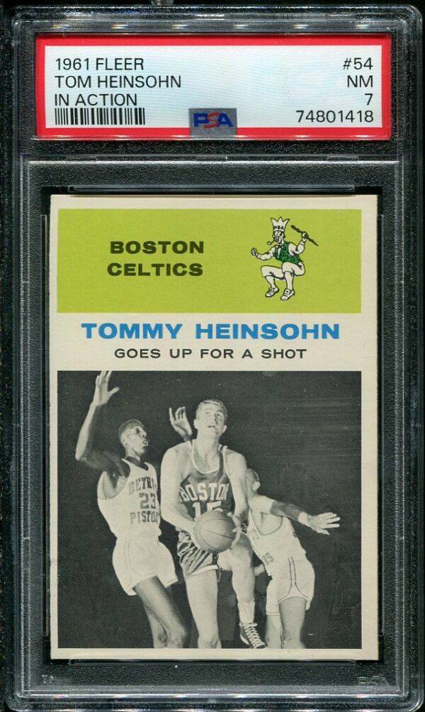 Authentic 1961 Fleer #54 Tom Heinsohn In Action PSA 7 Basketball Card