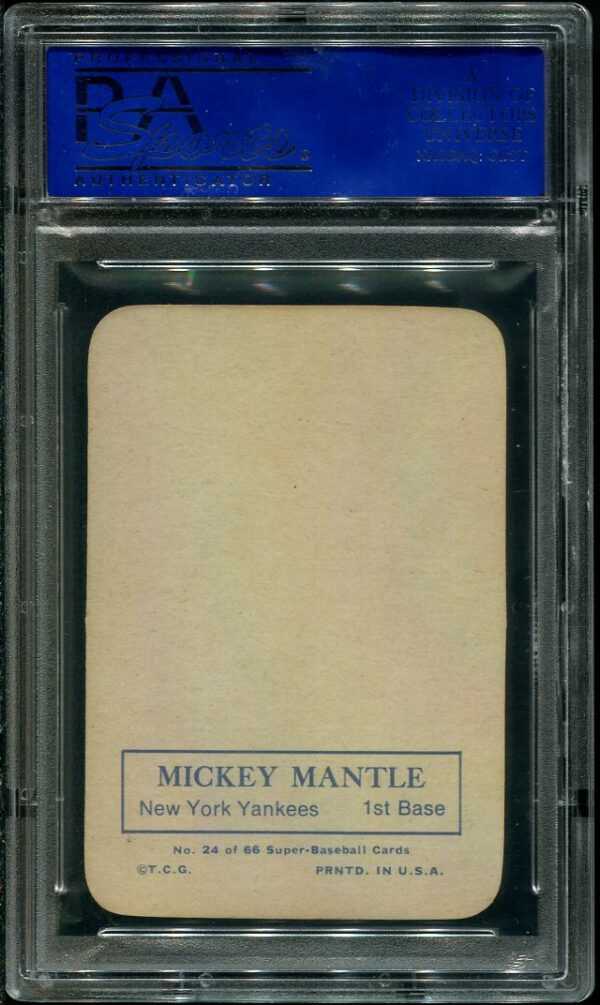 Authentic 1969 Topps Super #24 Mickey Mantle PSA 9 Baseball Card