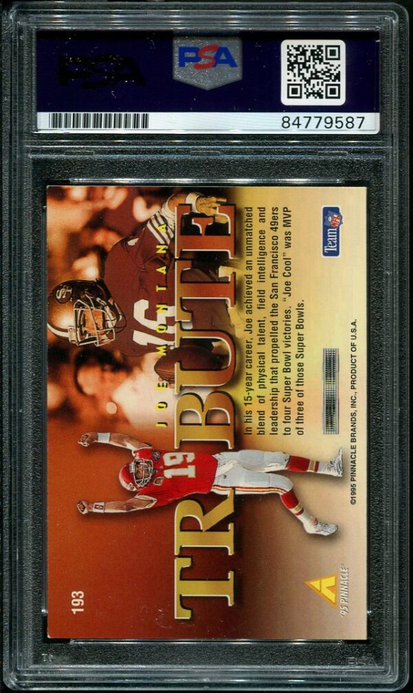 Authentic 1995 Pinnacle Tribute #193 Joe Montana Autographed Football Card